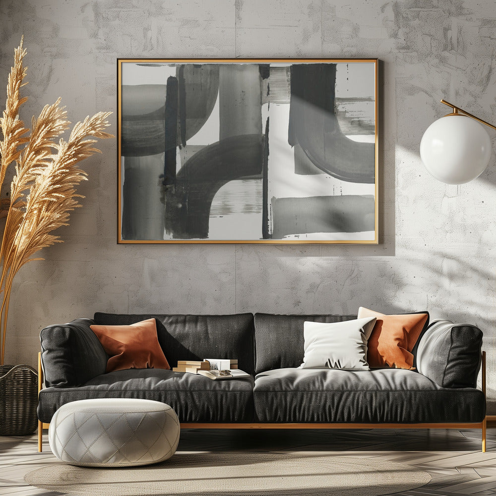 Monochrome abstrakte schwarze Formen 3 | Leinwand