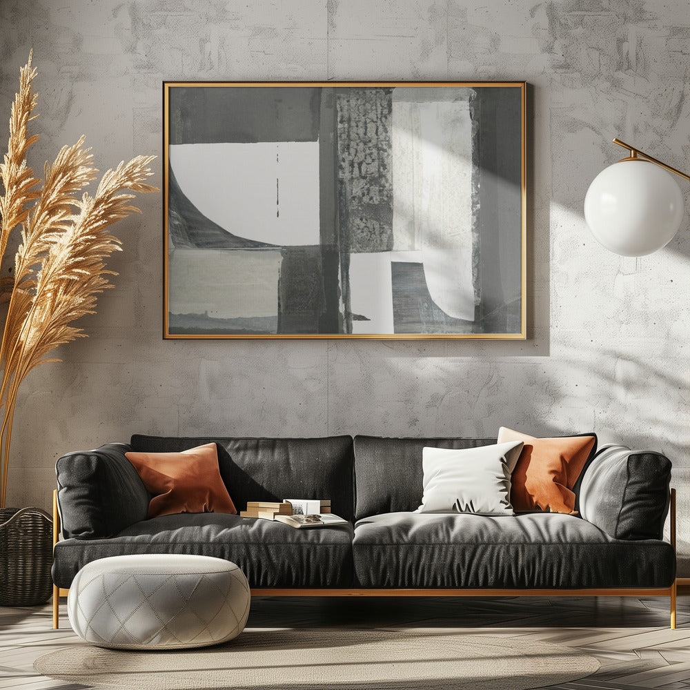 Monochrome schwarze abstrakte Formen Licht 2 | Leinwand