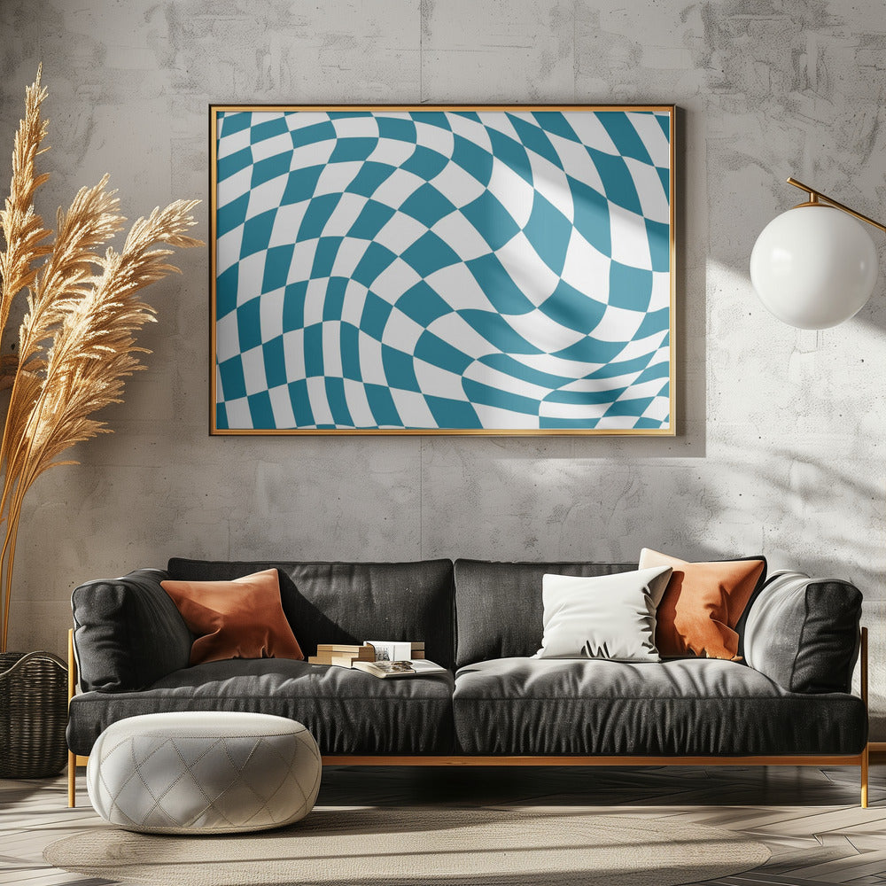 Blaues Schachbrett | Poster