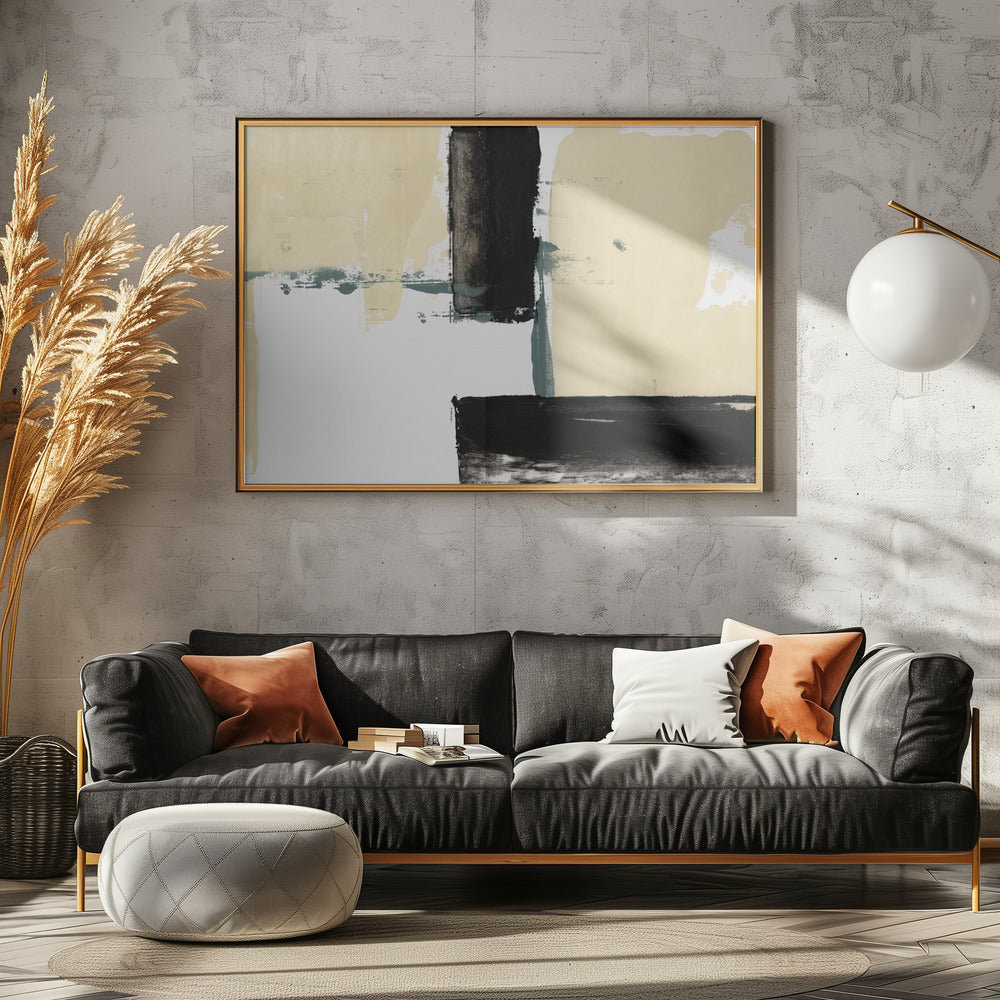 Neutraler & Schwarzer Kunstdruck Nr. 1 | Leinwand