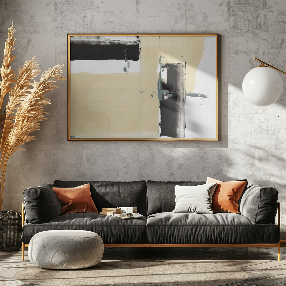 Neutraler & Schwarzer Kunstdruck Nr. 2 | Leinwand