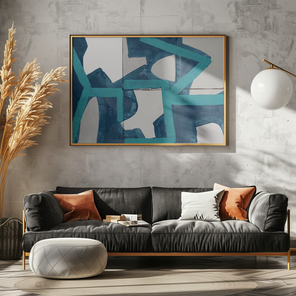 Metrischer blauer abstrakter Kunstdruck | Poster