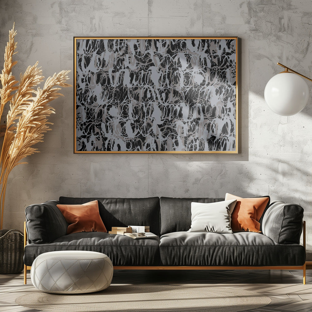 Abstrakte Tintenwirbel Blau Schwarz Poster