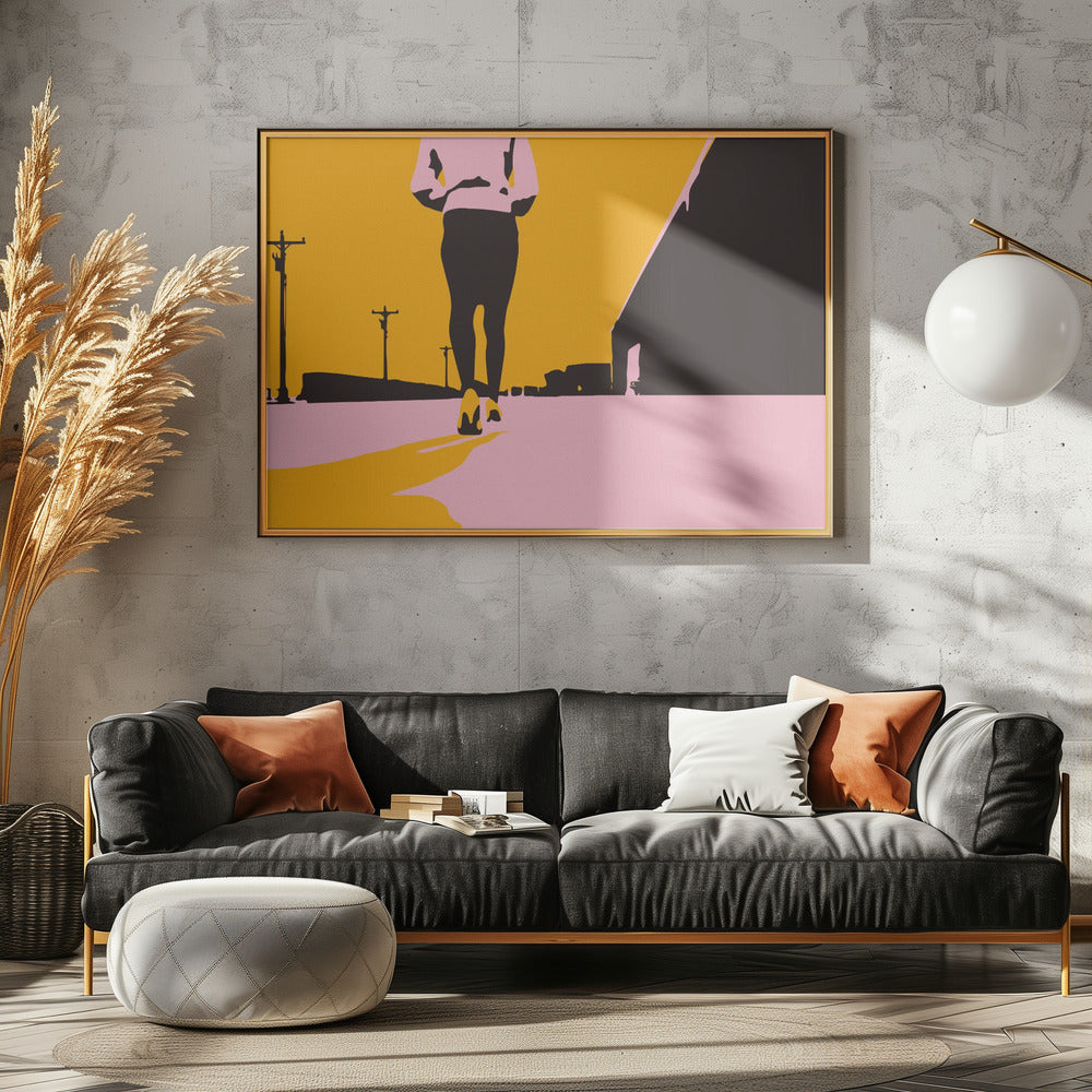 Silhouette einer gehenden Frau | Leinwand
