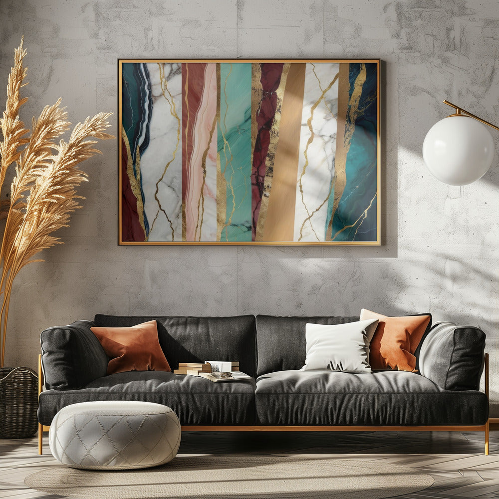 Marmortexturen mit satten Goldadern | Poster