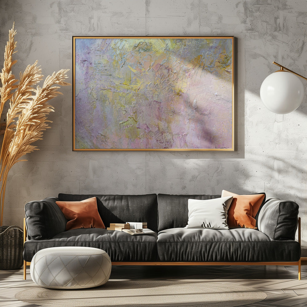 Abstrakt in Gold und Rosa | Leinwand