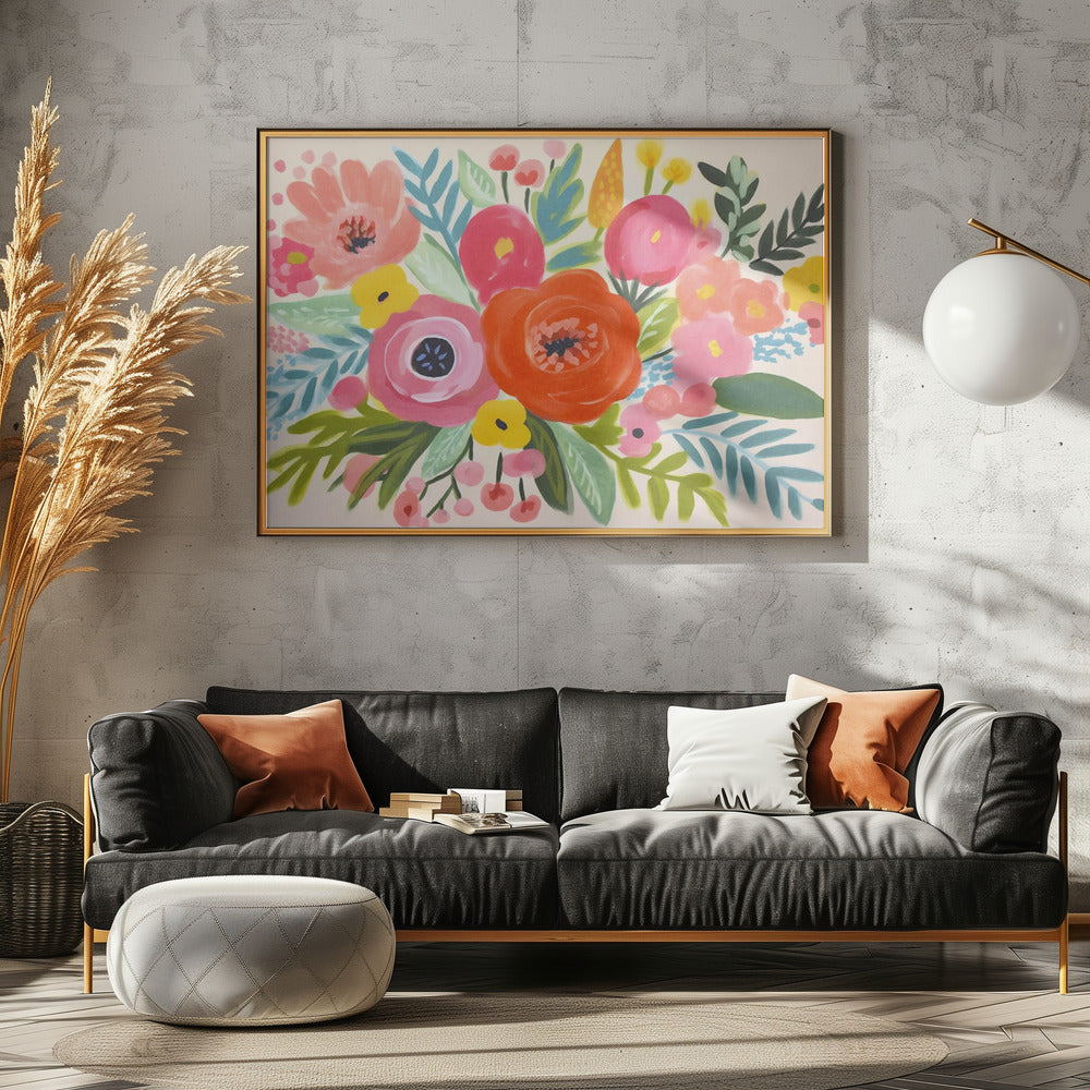 Verspielter Blumenstrauß | Leinwand