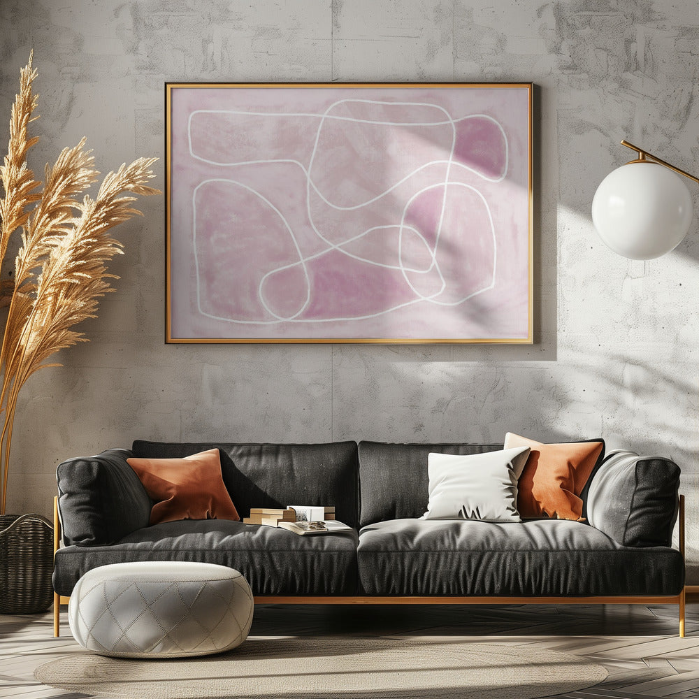 Pastellrosa Strichzeichnung | Leinwand