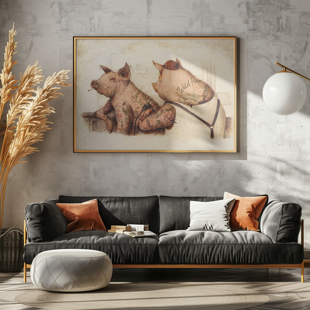 Tattooed Pigs In A Vintage Style | Canvas