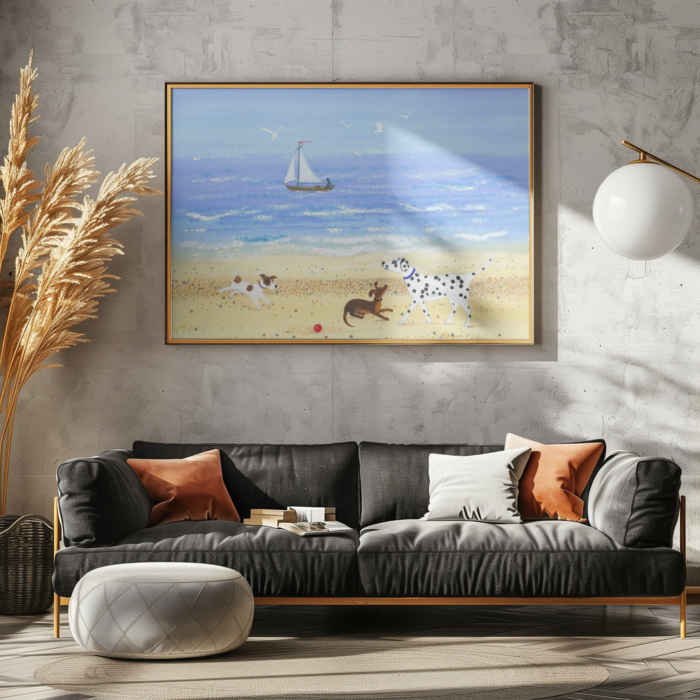 Doggy Plays On the Beach | Poster