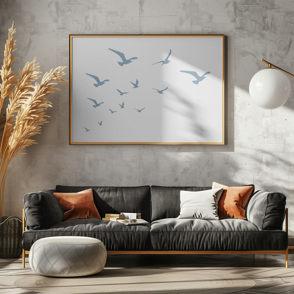 Seagulls White Background | Poster