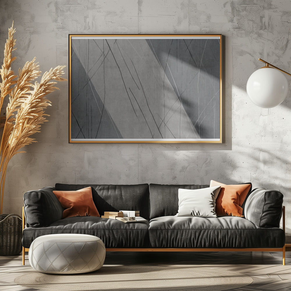 Abstrakte Linien auf Grau | Leinwand