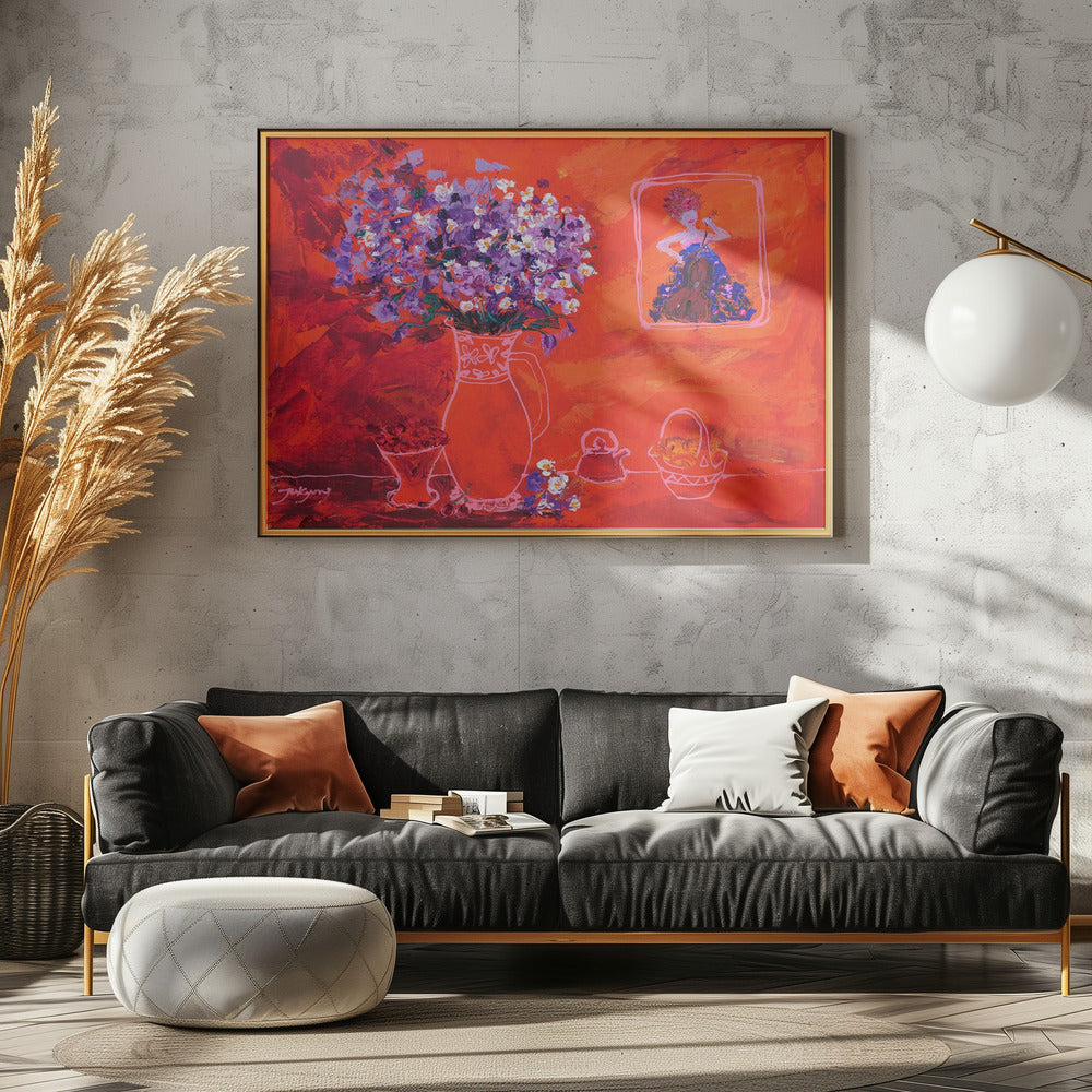 Vase mit Porträt | Leinwand
