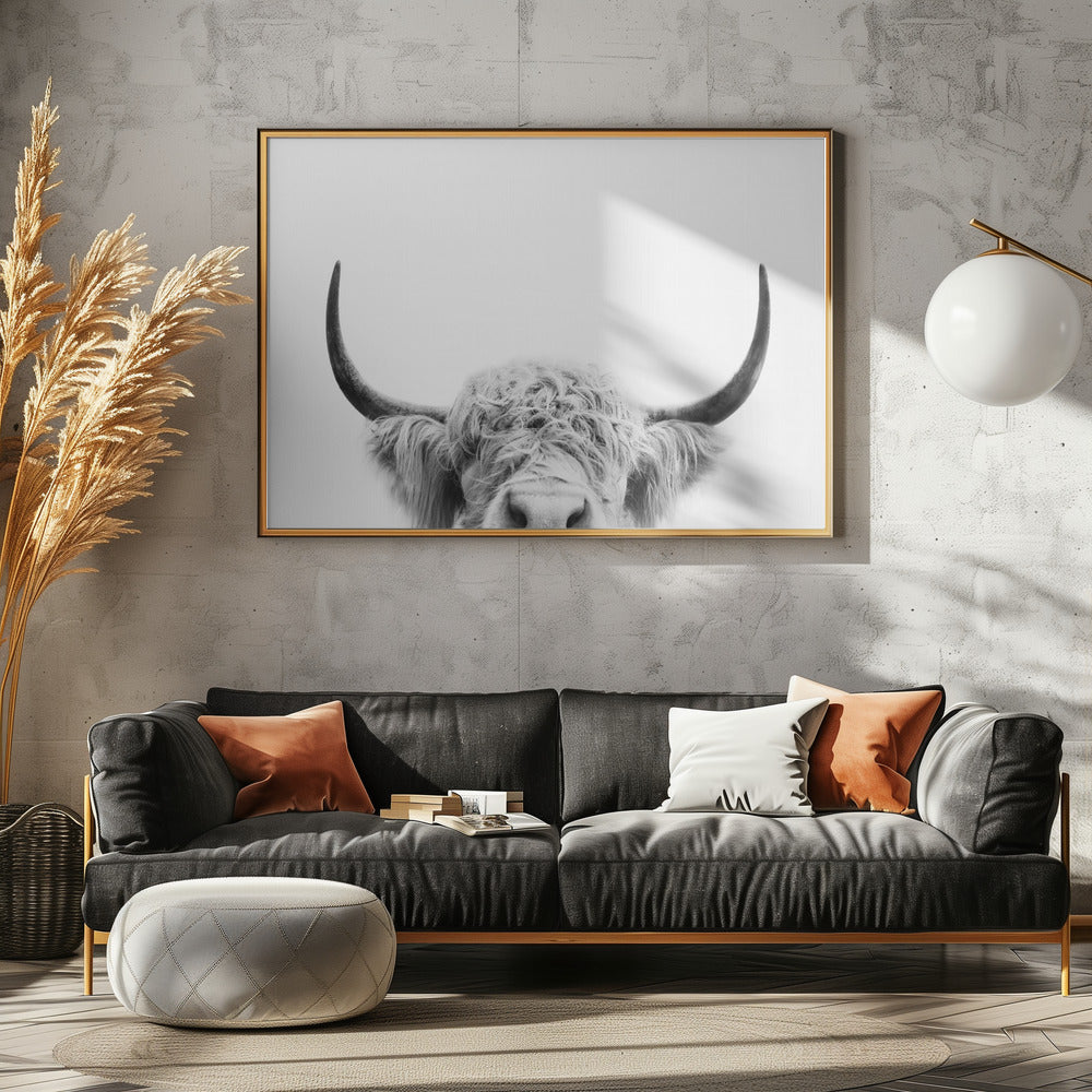 Spähende Kuh BW | Poster