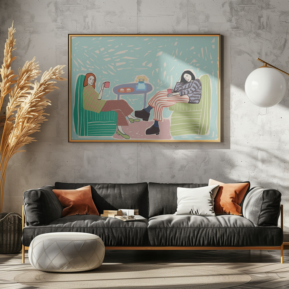 Freunde schlürfen Kaffee | Leinwand