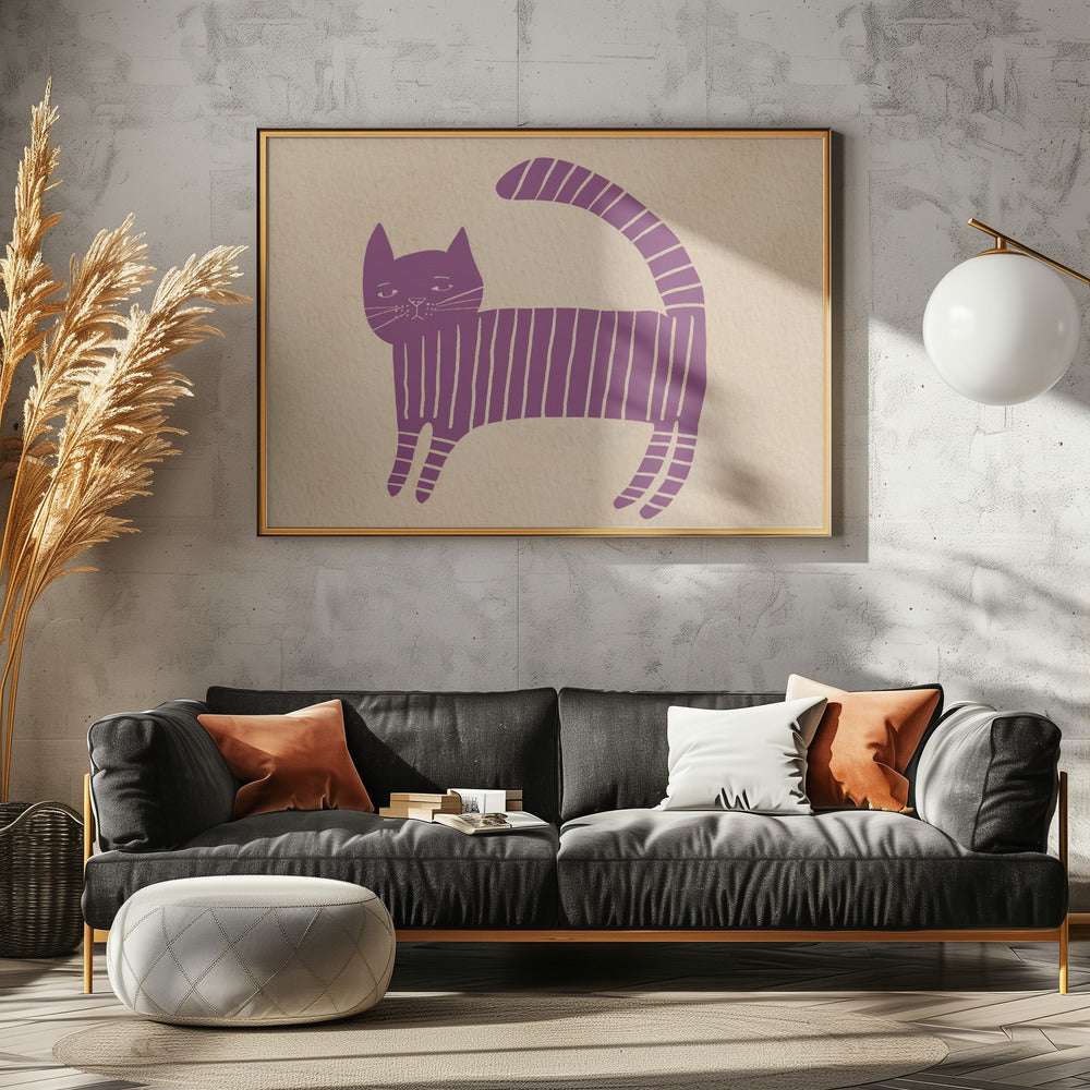 Malvenfarbenes Katzen-Kinderzimmer | Leinwand