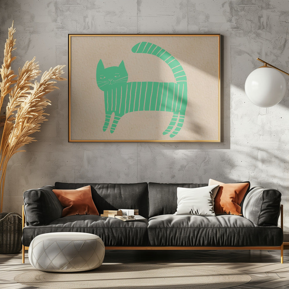 Green cat nursery | Canvas