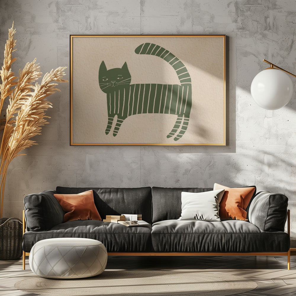 Grünes Katzen-Kinderzimmer | Leinwand