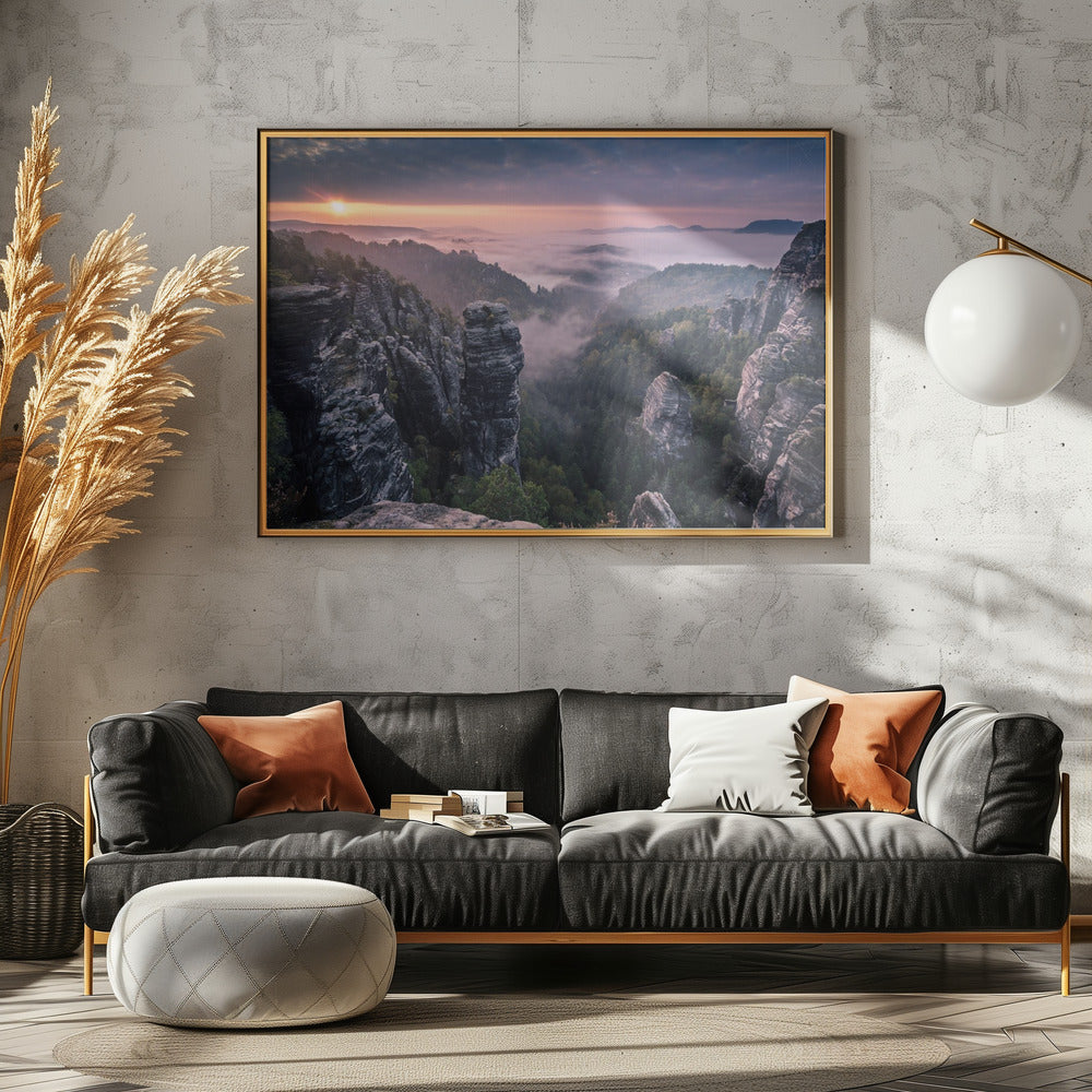 Sonnenaufgang auf den Felsen | Poster