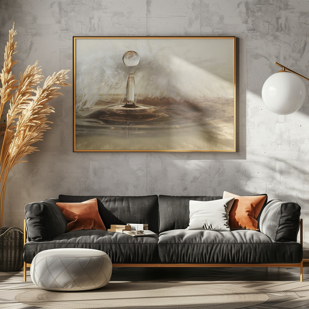 Goldene Federtropfen | Leinwand