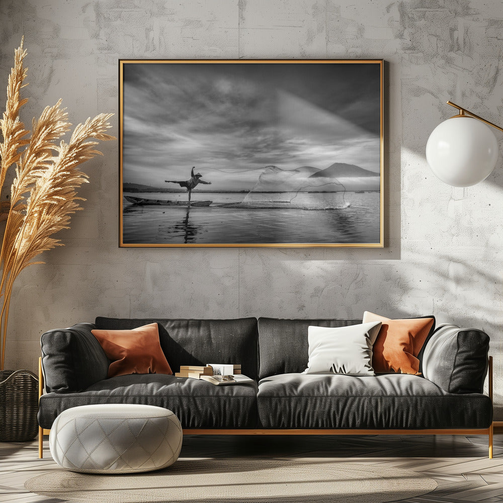 Mann hinter den Netzen | Leinwand