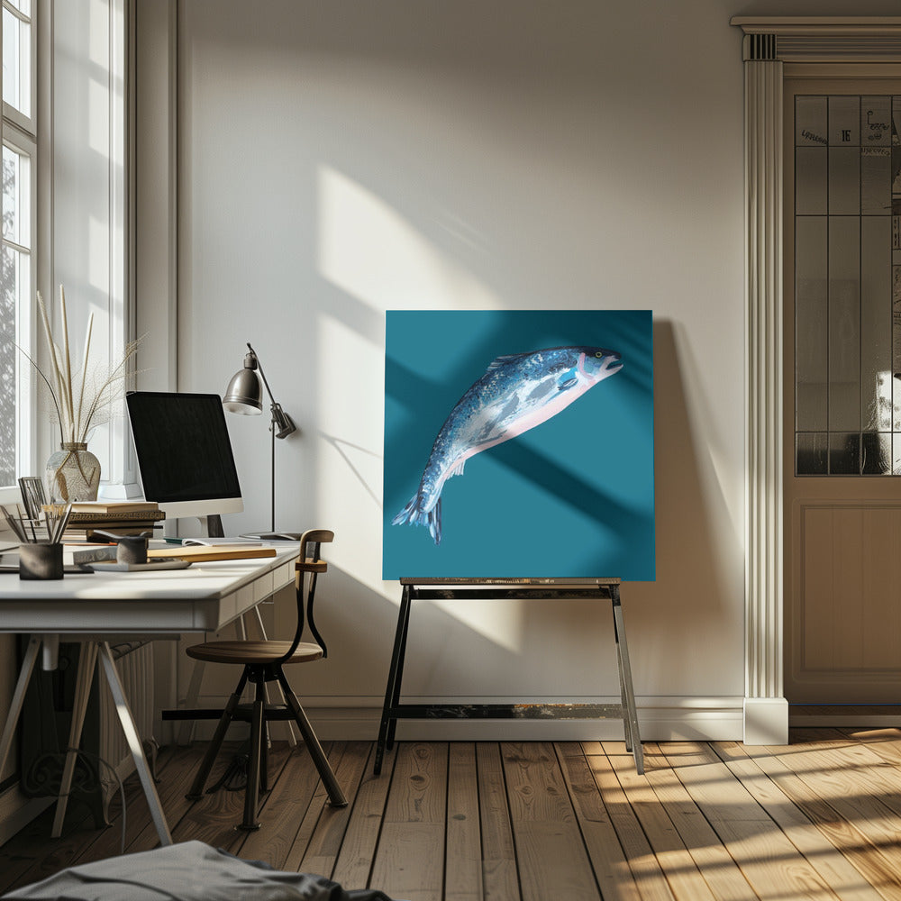 Springender Lachs | Leinwand