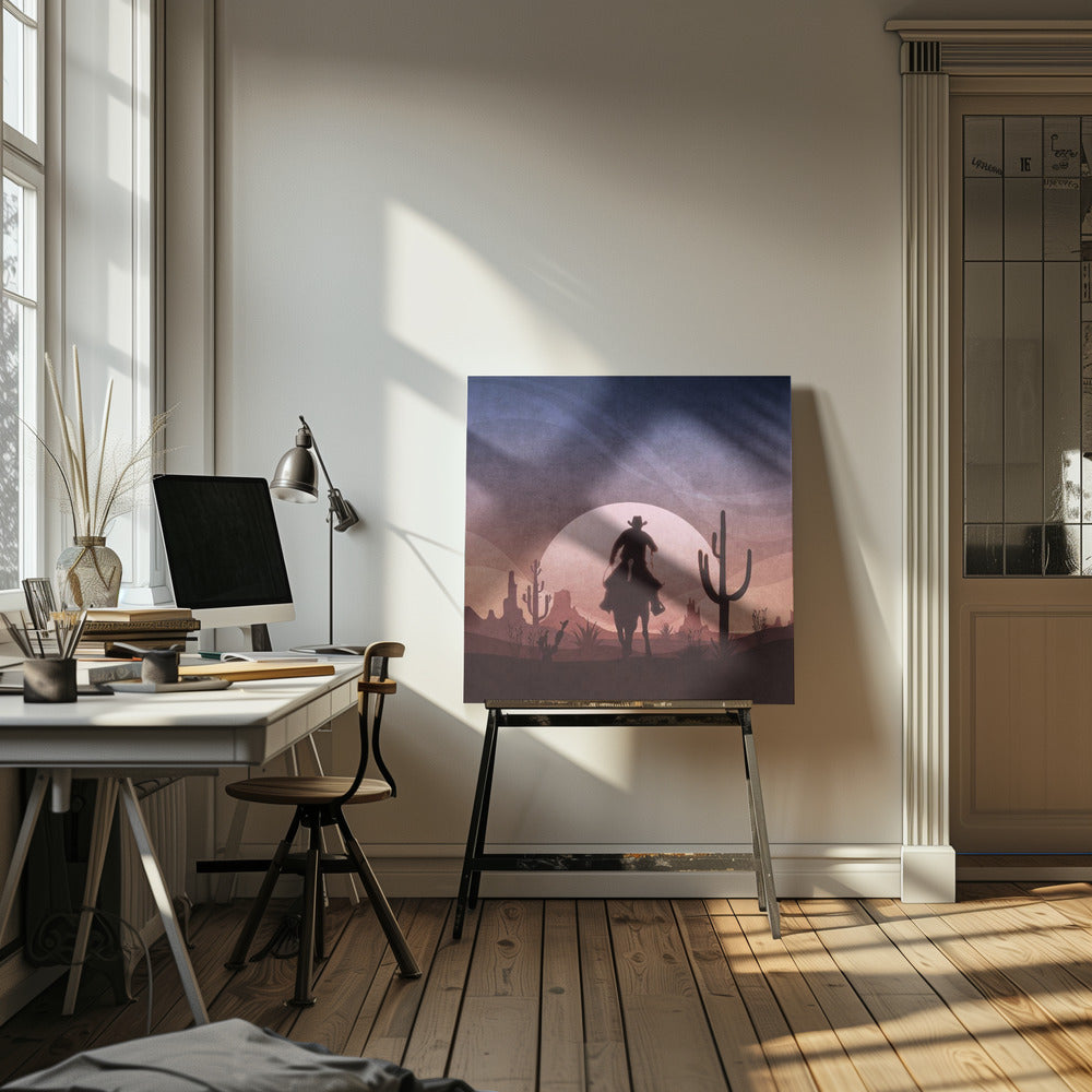 Wüsten-Cowboy-Sonnenuntergang | Leinwand