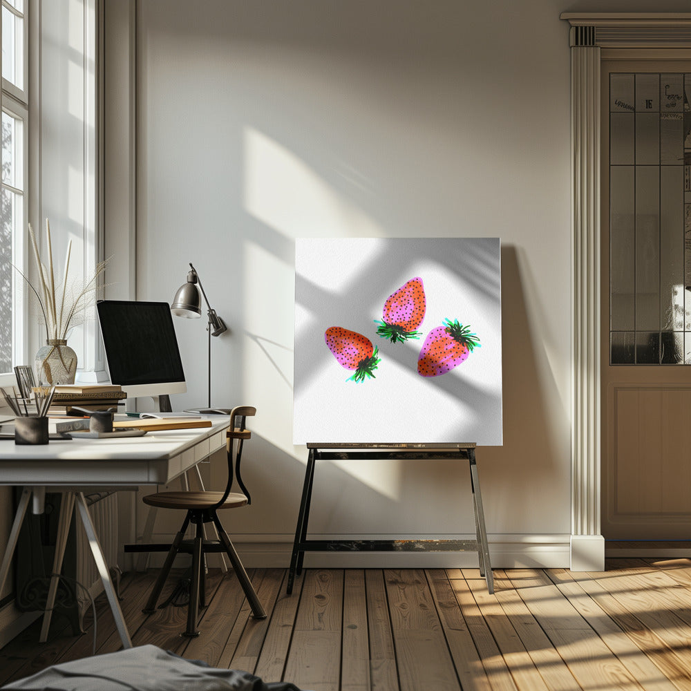 Roter Lavendel Süße Erdbeeren Obst | Leinwand