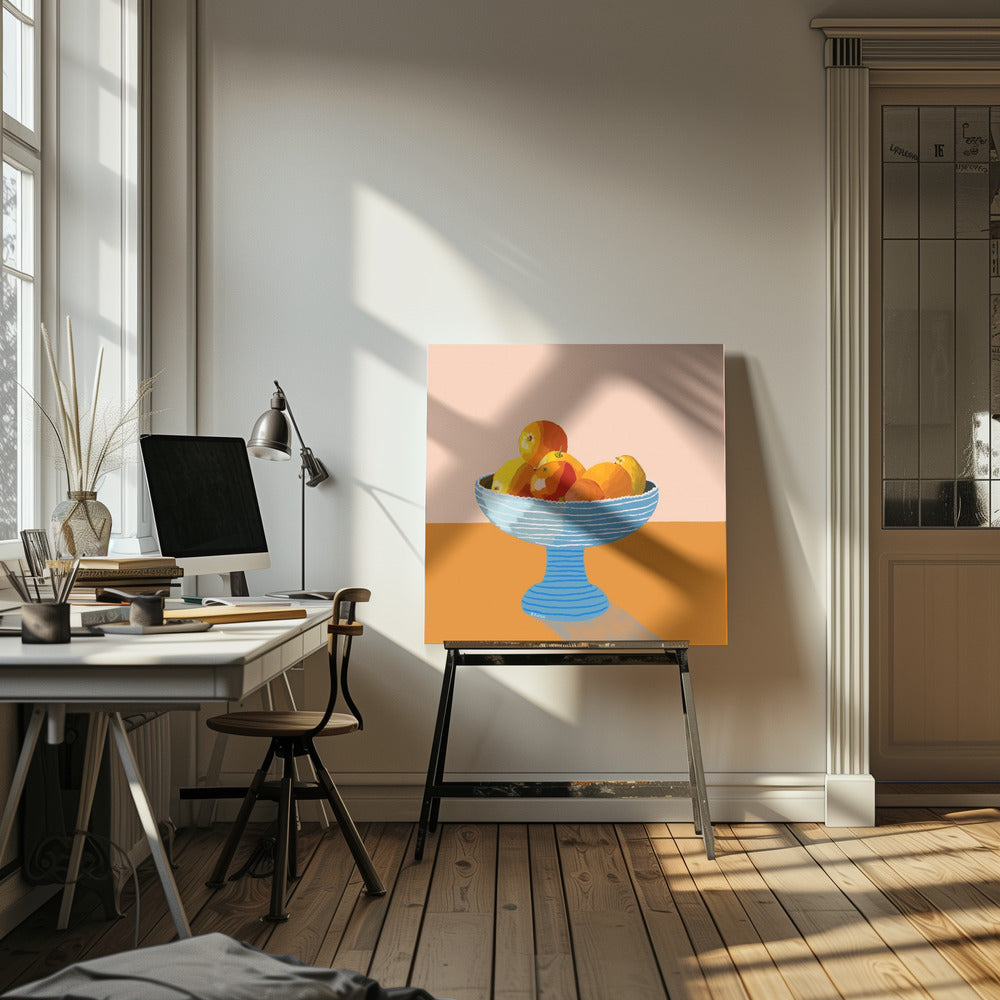 Blaue Obstschale hell | Leinwand