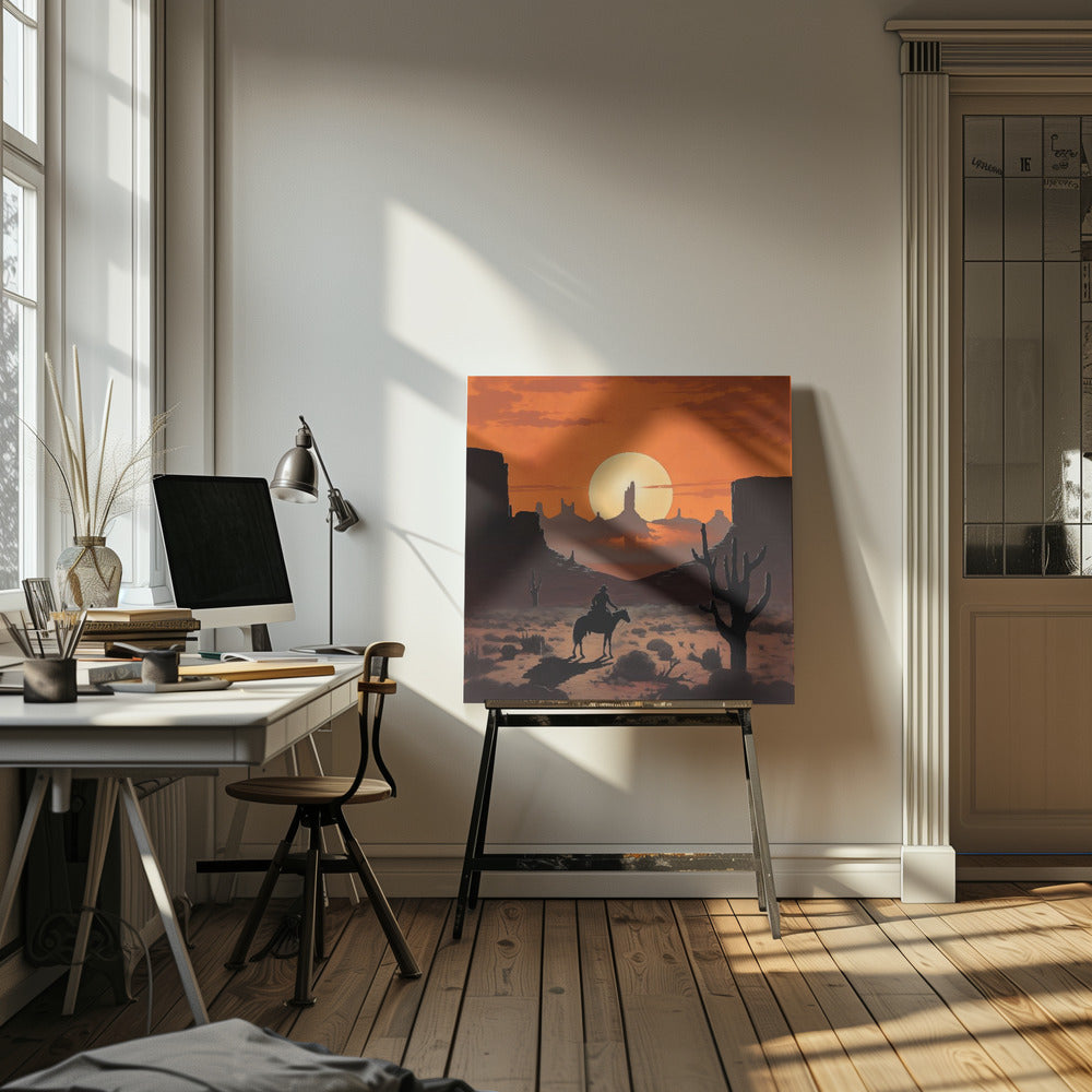 Sonnenuntergang Cowboy | Leinwand