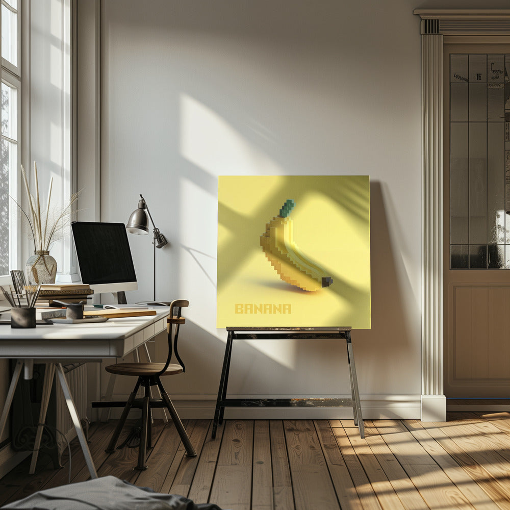 Pixelige stilisierte Banane | Leinwand