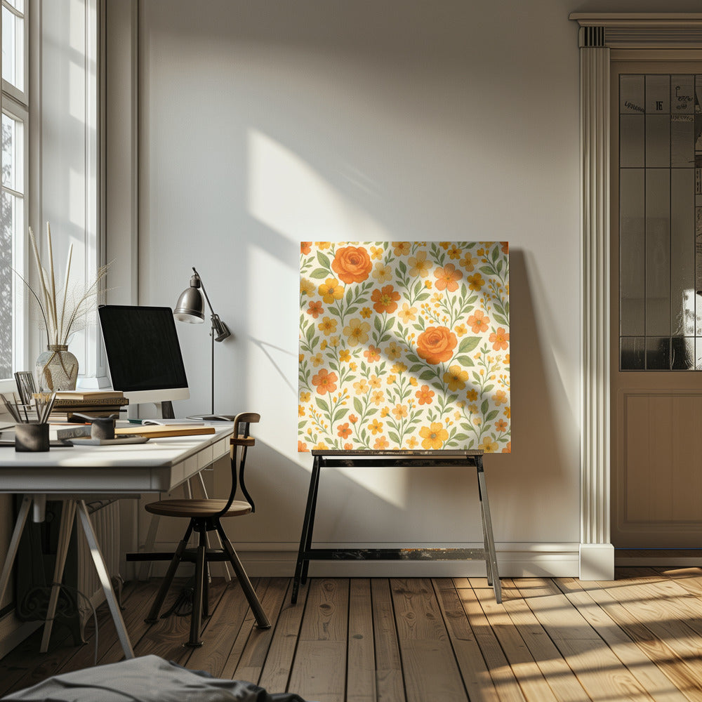 Orange Rose Meadow | Canvas
