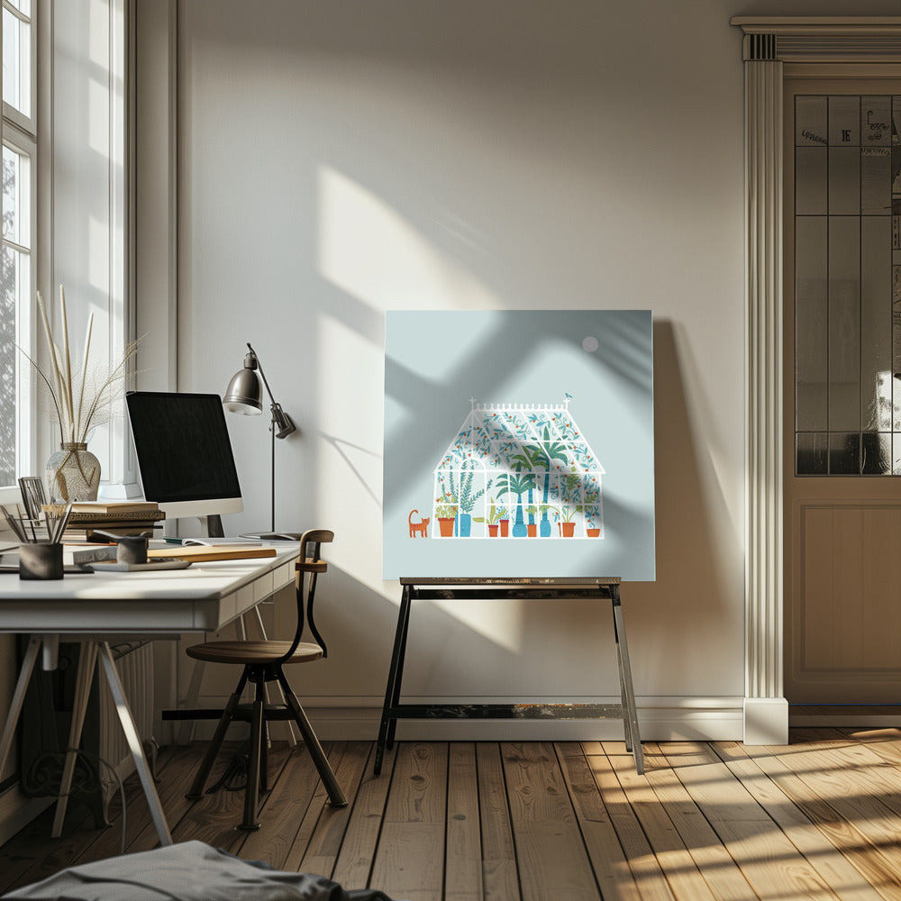 Gewächshaus voller verschiedener Pflanzen | Leinwand