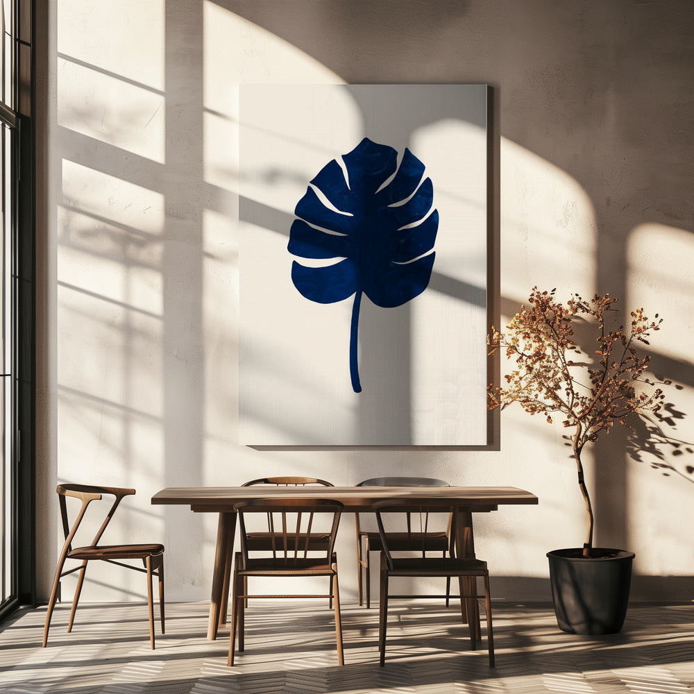 Monstera Marmor Blau | Leinwand