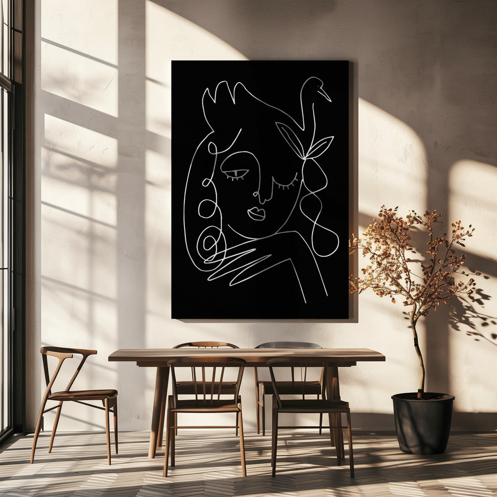 lineart_swan_black_vector_005 | Leinwand