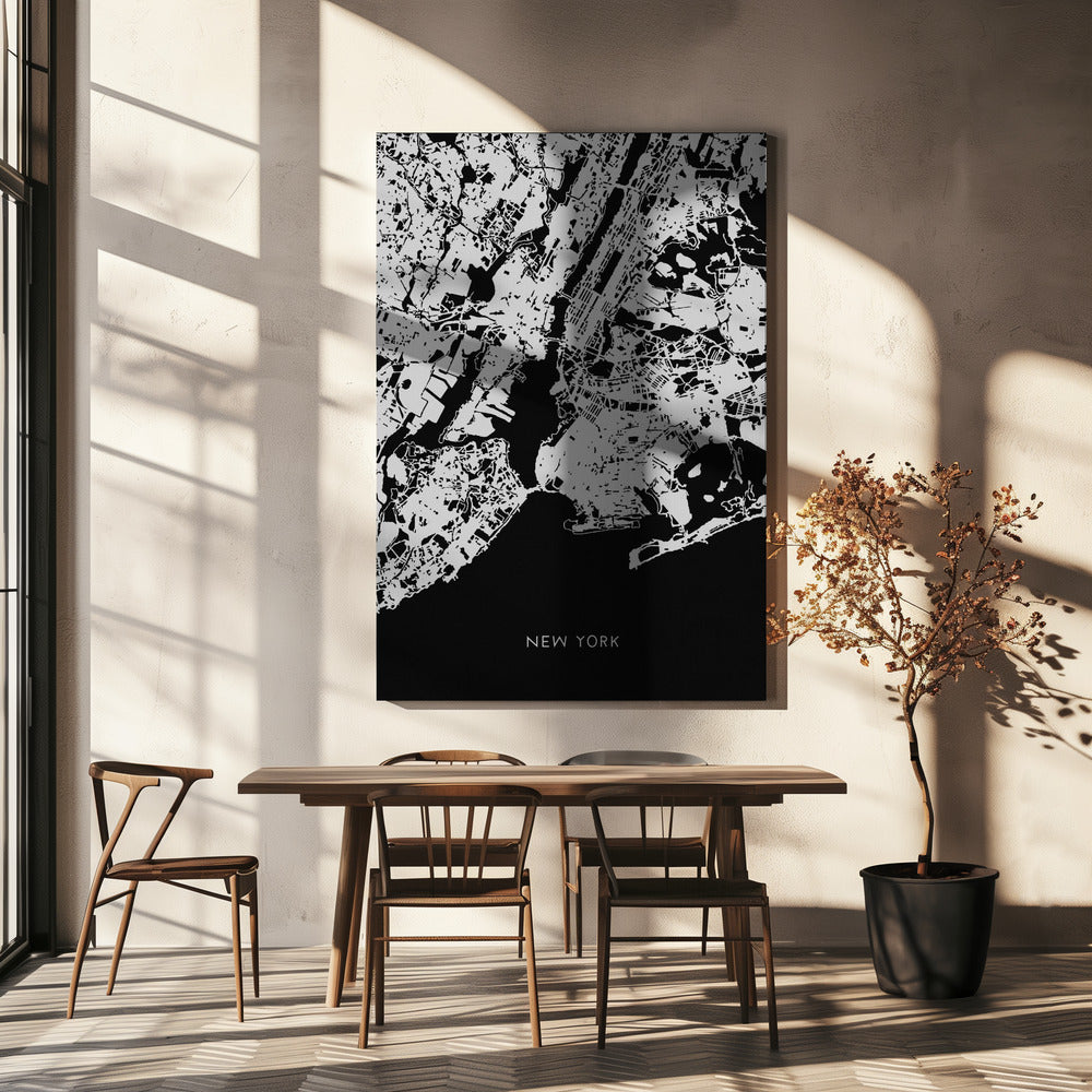 Karte_New York_002_schwarz | Leinwand