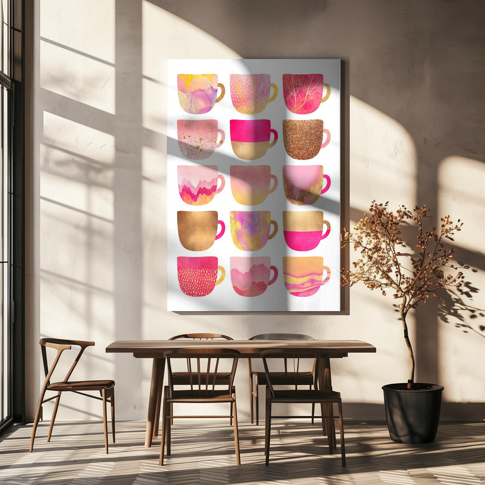 Hübsche rosa Kaffeetassen | Leinwand