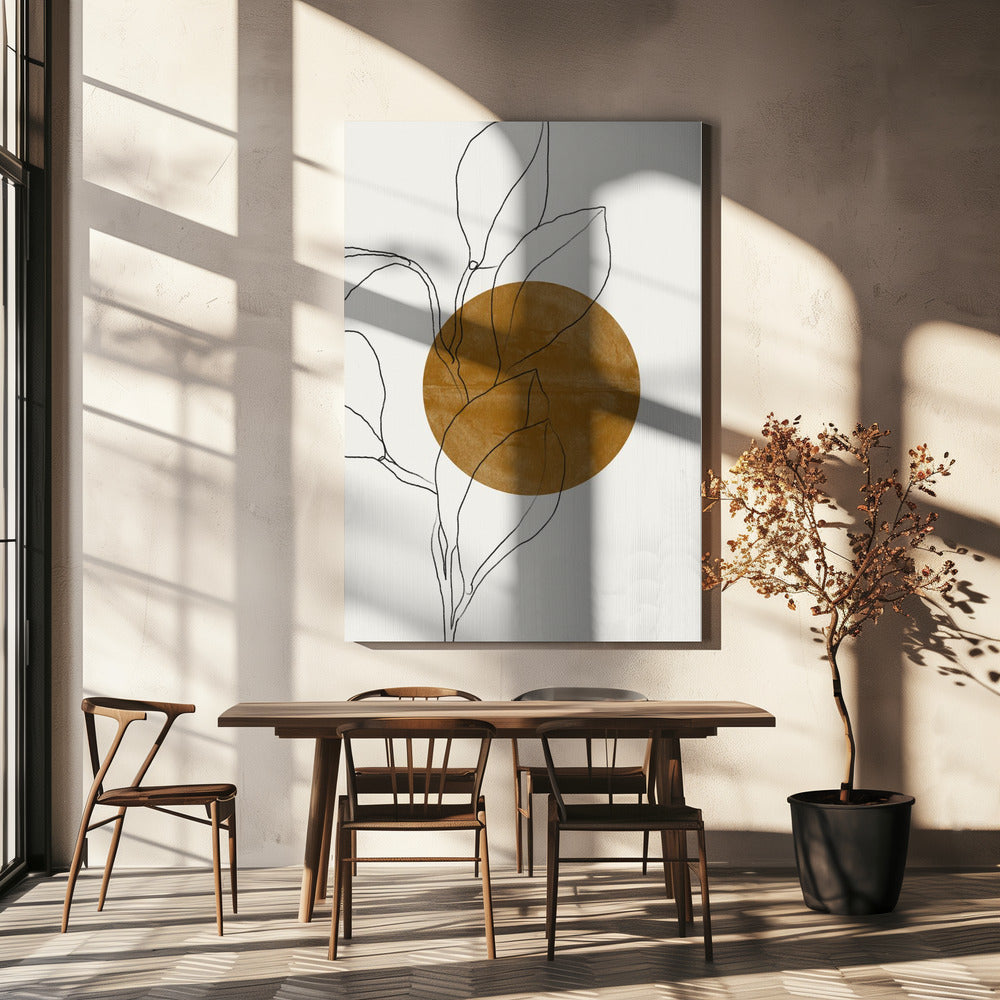 Linie Blatt Harmonie | Leinwand