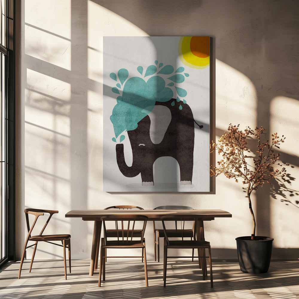 Elephant Splashing | Canvas