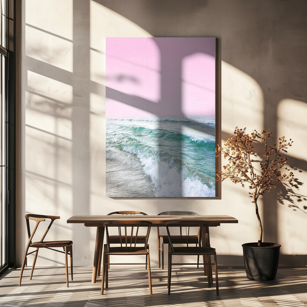 Rosa Himmel Strand | Leinwand