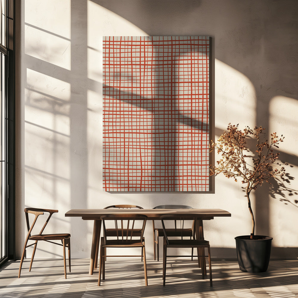 Red Grid Harmony | Canvas
