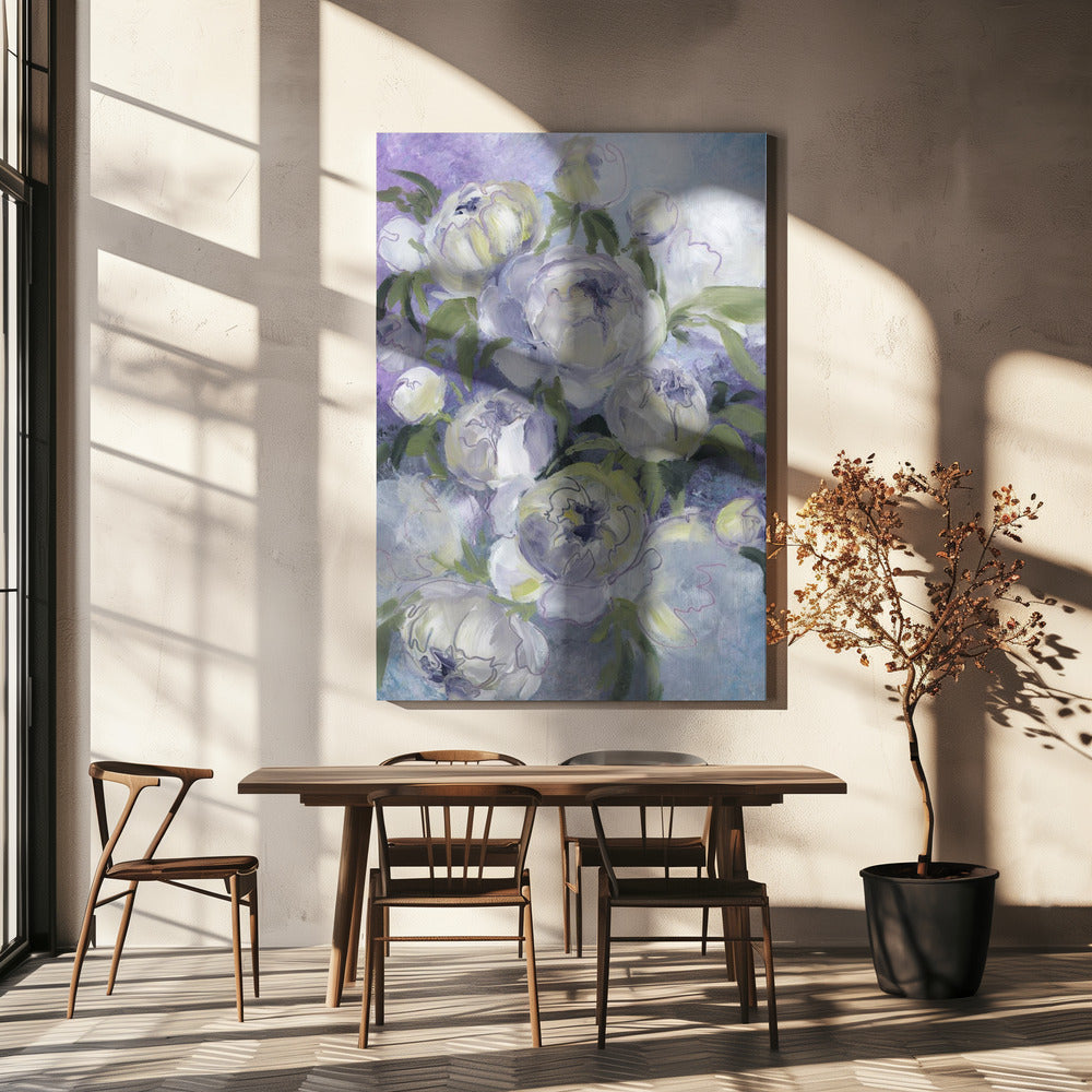Traurige, malerische Blumen in Violett | Leinwand