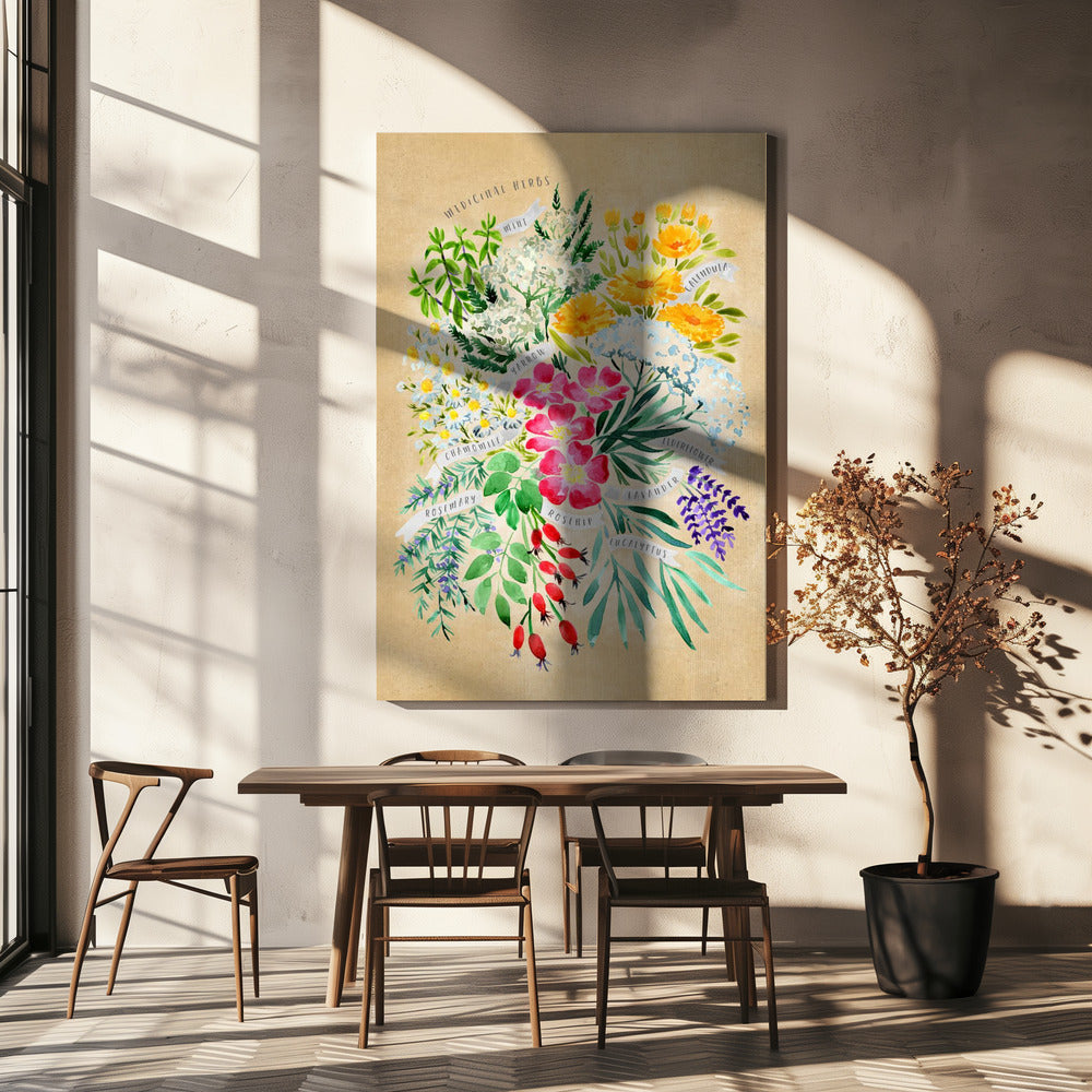 Medicinal herbs in vintage sepia | Canvas