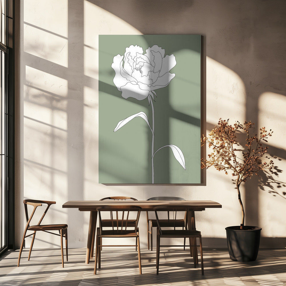 Rose in Grün | Leinwand