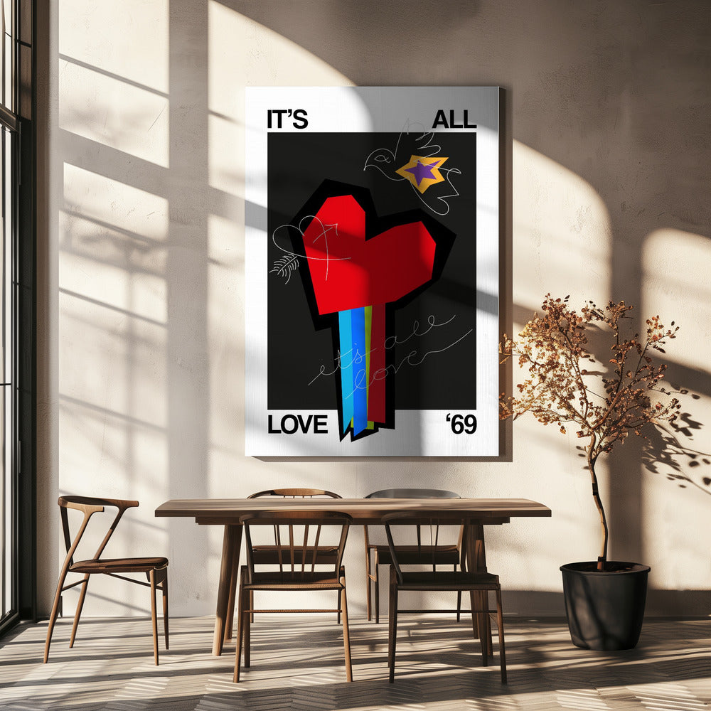 It's All Love Heart Grey | Canvas