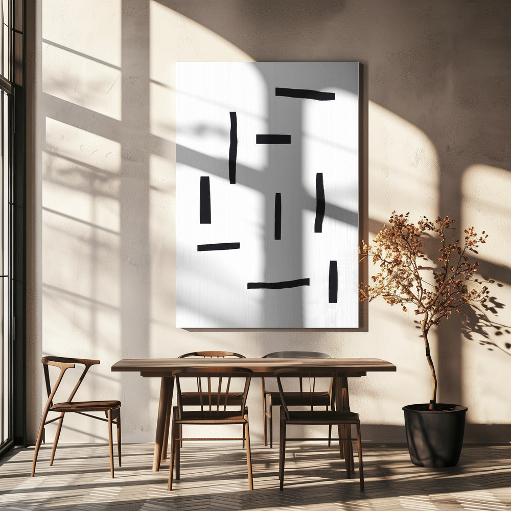 Schwarze Linien auf weißem Hintergrund | Leinwand