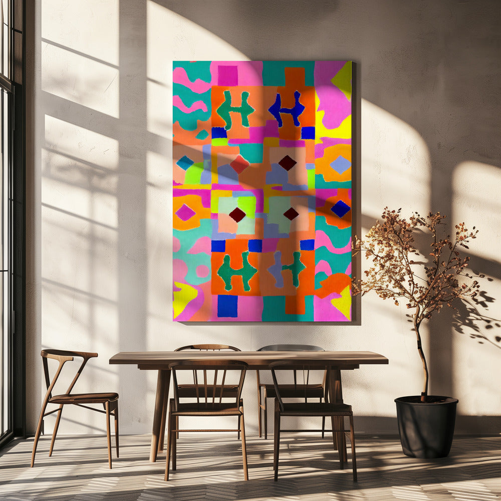 Lebhafter geometrischer Wandteppich | Leinwand