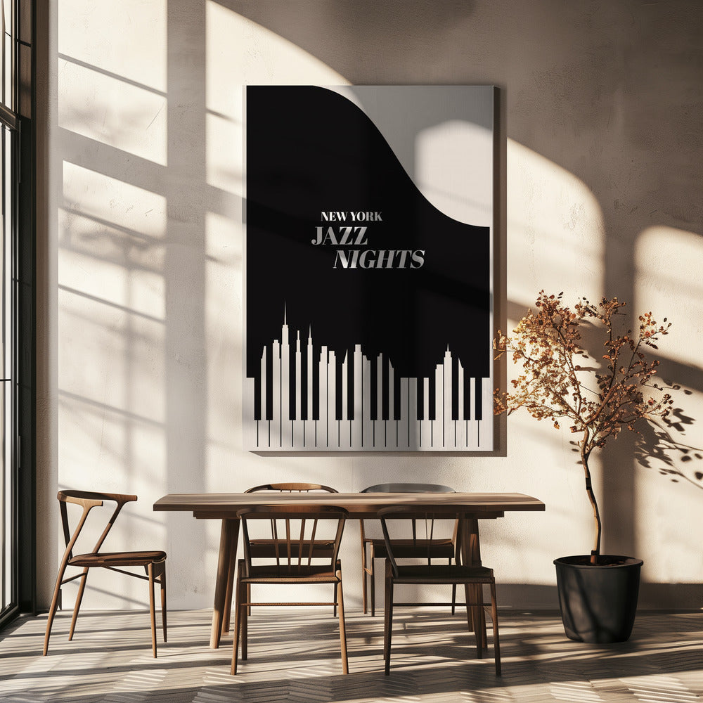 Jazz Nights Nyc Schwarz | Leinwand