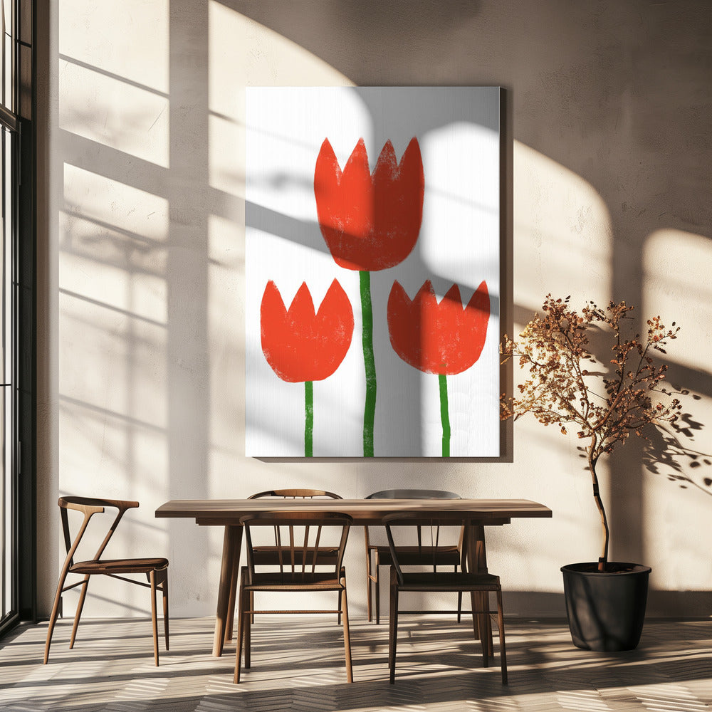 Red Tulip Trio | Canvas