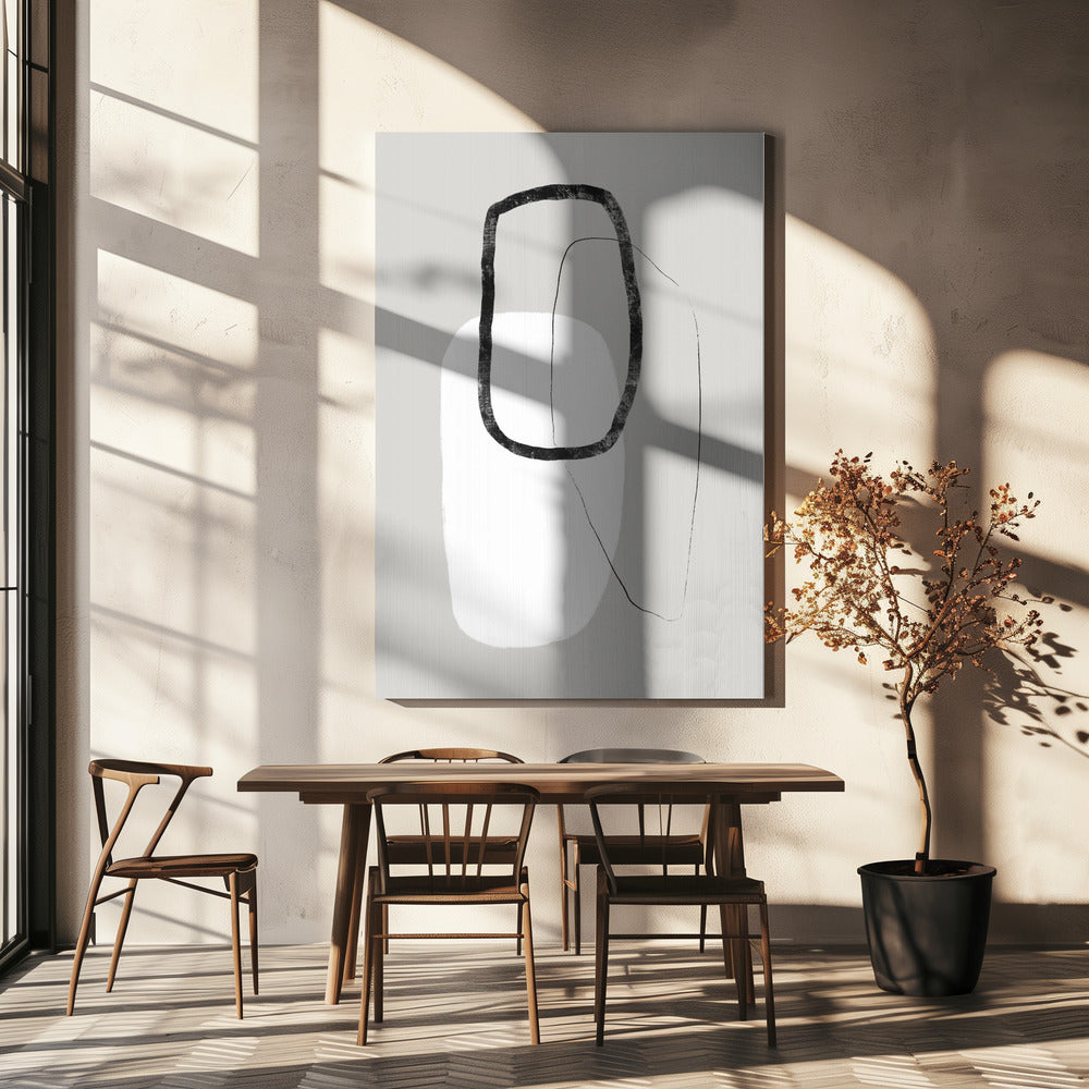 Einfache geometrische Formen in Schwarz und Weiß | Leinwand